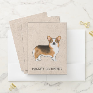 Red Headed Tricolor Pembroke Welsh Corgi And Text Pocket Folder