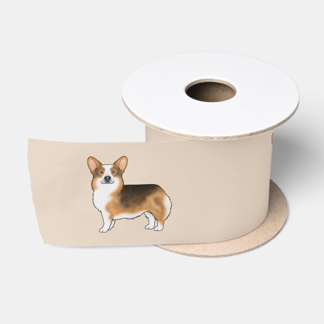 Red Headed Tricolor Pembroke Welsh Corgi Cute Dog Satin Ribbon (Spool)