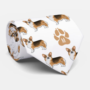 Red Headed Tricolor Pembroke Welsh Corgi Pattern Neck Tie