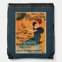 Red-Headed Woman Awaits Balloons Birds Poster