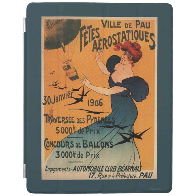 Red-Headed Woman Awaits Balloons Birds Poster iPad Smart Cover (Front)