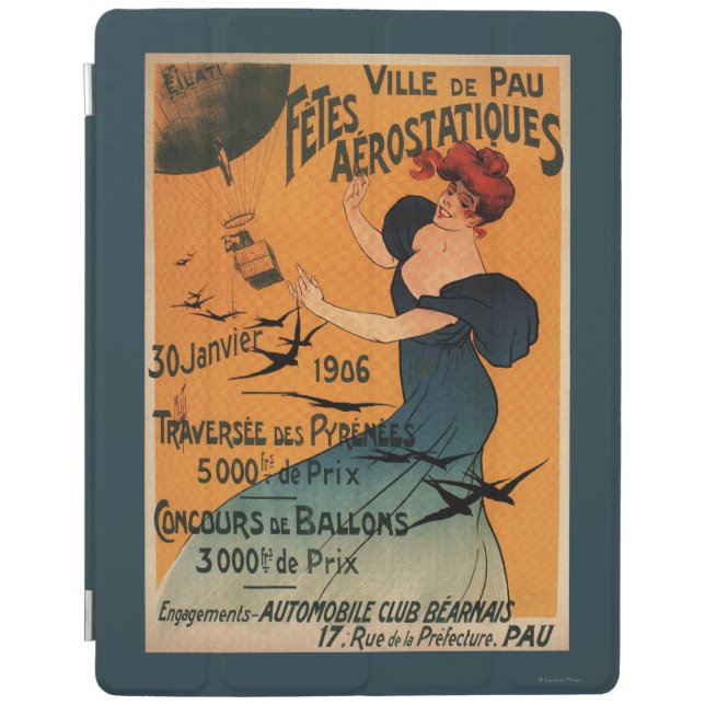 Red-Headed Woman Awaits Balloons Birds Poster iPad Smart Cover (Front)