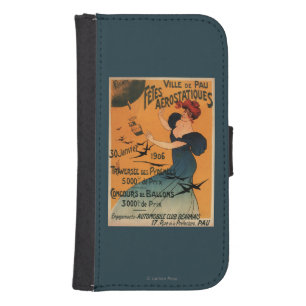 Red-Headed Woman Awaits Balloons Birds Poster Galaxy S4 Wallet Case