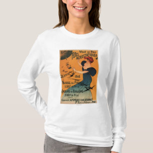 Red-Headed Woman Awaits Balloons Birds Poster T-Shirt