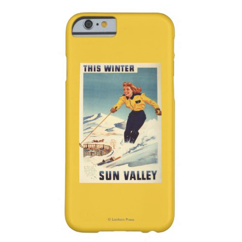 Red_headed Woman Smiling and Skiing Poster Barely There iPhone 6 Case