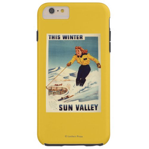 Red_headed Woman Smiling and Skiing Poster Tough iPhone 6 Plus Case