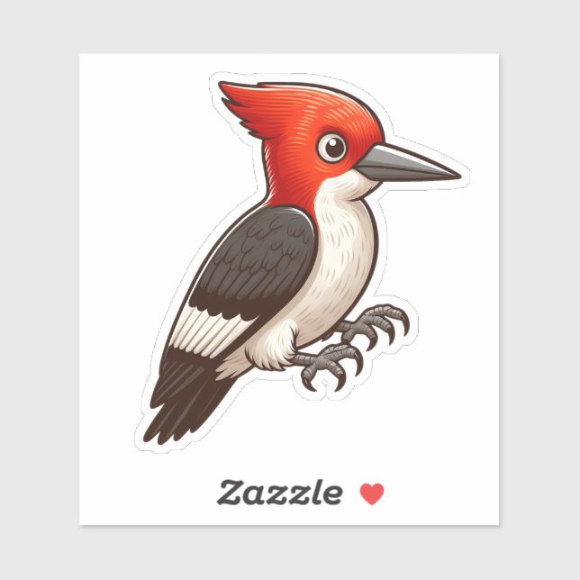 Red-headed Woodpecker bird Custom-Cut Vinyl  Sticker (Sheet)