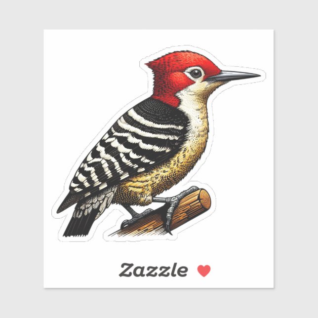 Red-headed Woodpecker bird Custom-Cut Vinyl Sticker (Sheet)