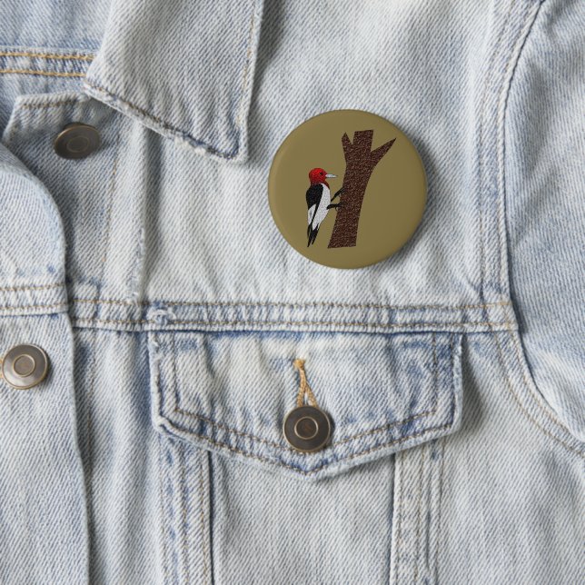 Red Headed Woodpecker Button (In Situ)