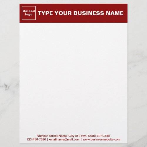 Red Header and Texts on Footer of Business Letterhead