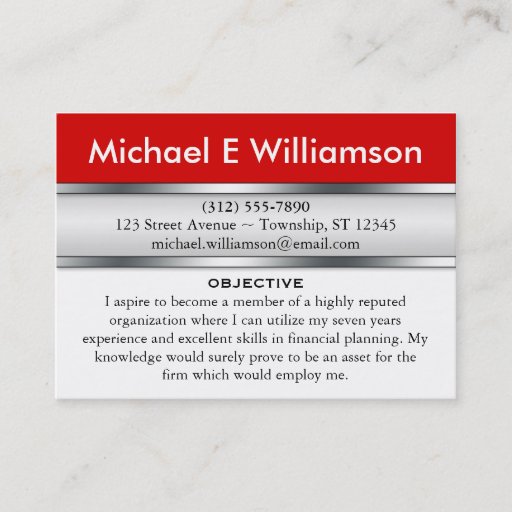 Customizable Red Header RESUME Business Cards