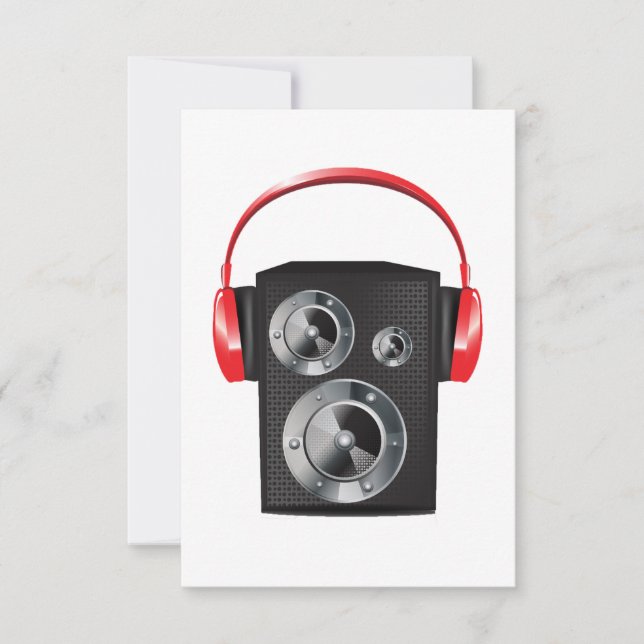 Red Headphones Invitations (Front)