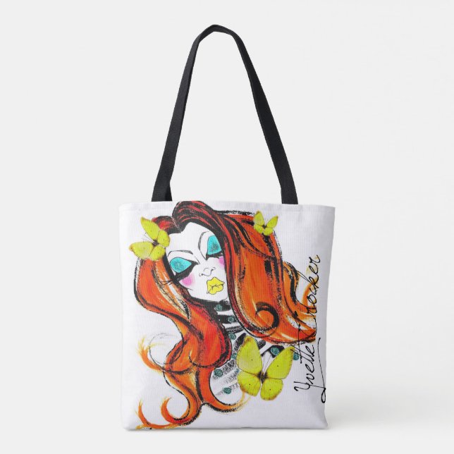 Red Heads & Butterflies Double Sided Tote Bag (Back)