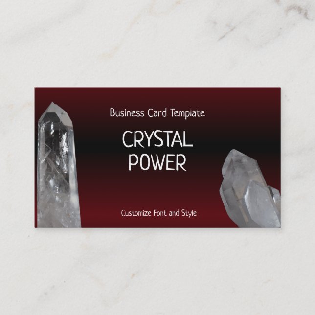 Red Healing Crystals - Mineral Quartz Crystals Business Card (Front)