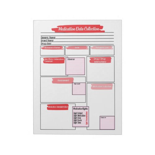 Red Healthcare Student Medication Template  Notepad