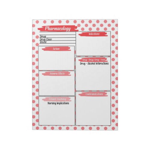 Red Healthcare Student Pharmacology Template Notepad