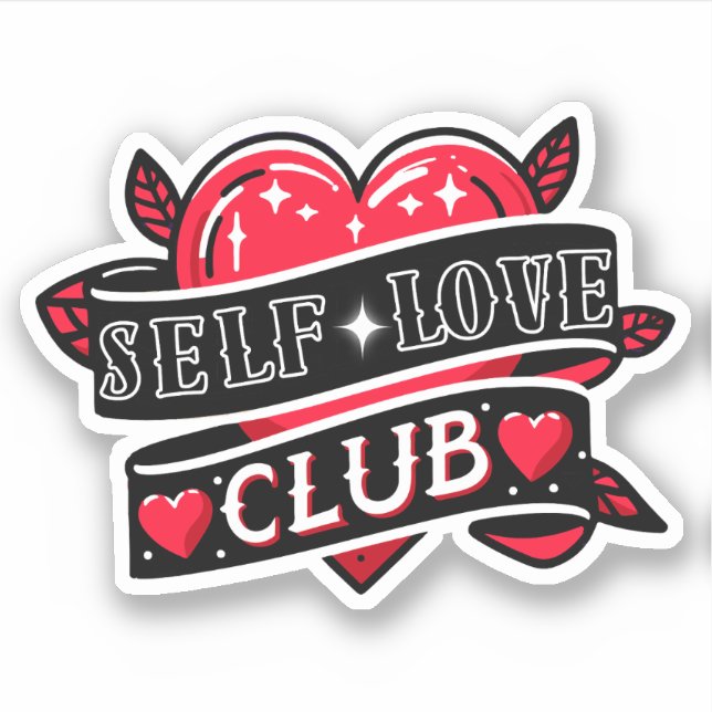 red hear self love club sticker (Front)