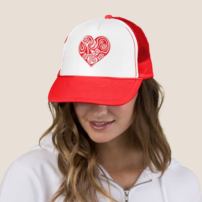 Red Heart Abstract Hat