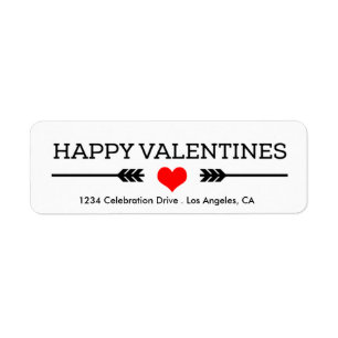 Red Heart and Arrows Happy Valentines Label