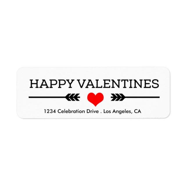Red Heart and Arrows Happy Valentines Label (Front)