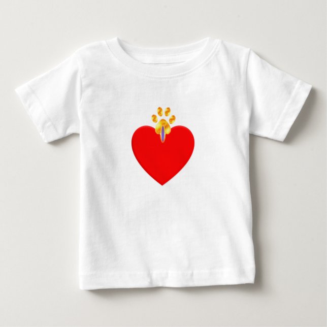 Red heart and golden paw baby T-Shirt (Front)