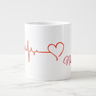 Red Heart and Heart Rate Mug with Name