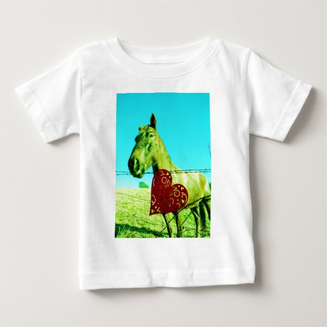 Red Heart and  Horse Baby T-Shirt (Front)