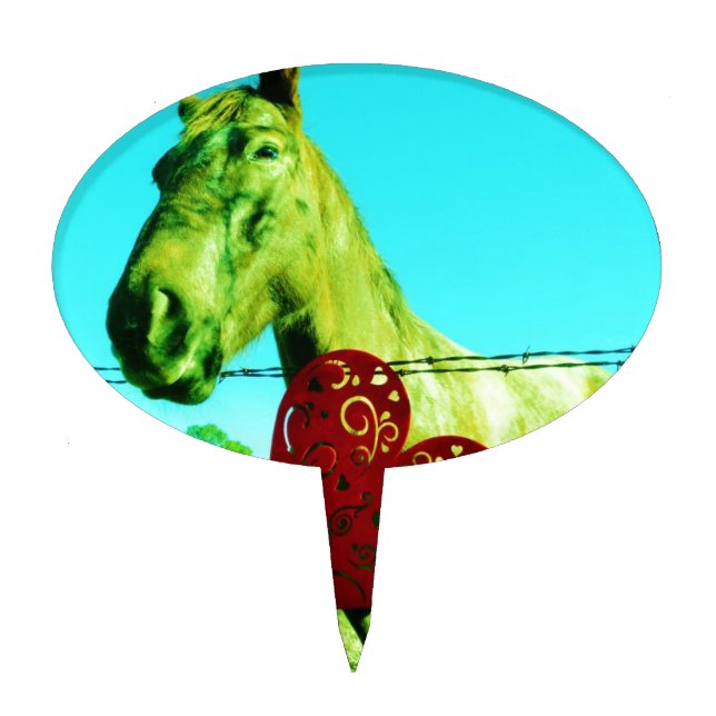 Red Heart and  Horse Cake Topper (Front)