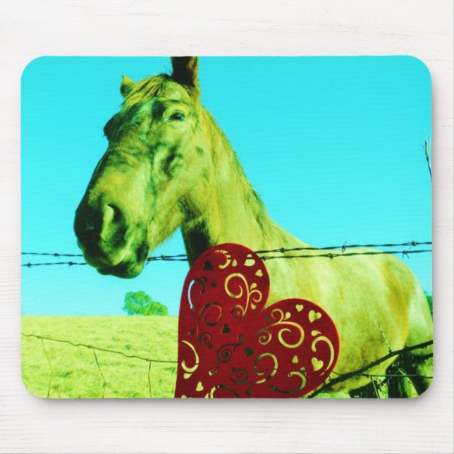 Red Heart and  Horse Mouse Pad (Front)