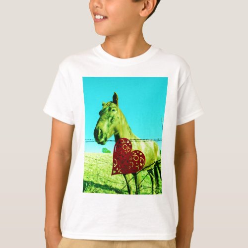 Red Heart and  Horse T_Shirt