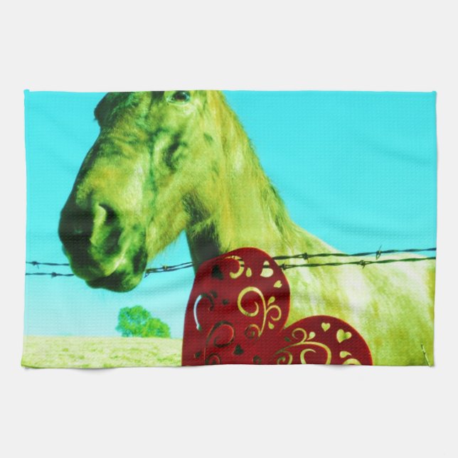 Red Heart and  Horse Towel (Horizontal)