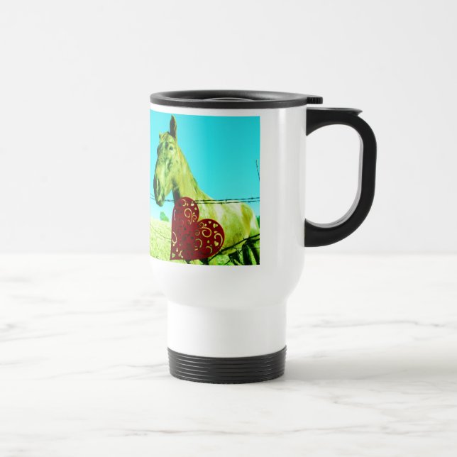 Red Heart and  Horse Travel Mug (Right)