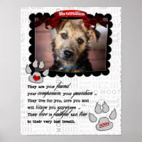 Red Heart and Poem Dog Pet Memorial Photo Poster