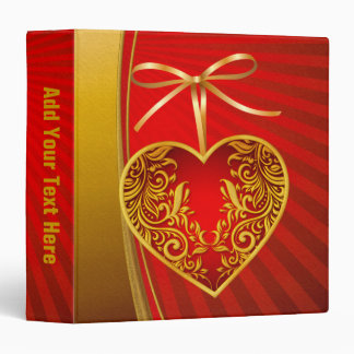 Red Heart and Ribbon Bow 3 Ring Binder