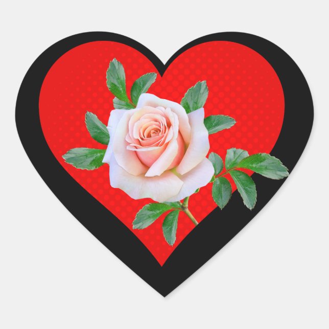 RED HEART AND ROSE FOR VALENTINES DAY STICKER (Front)