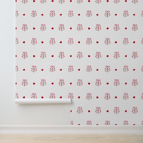 Red Heart And Tree Seamless Pattern Peel And Stick Wallpaper Red Heart And Tree Seamless Pattern Peel And Stick Wallpaper