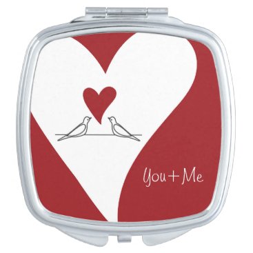 Red Heart and White Birds Love Simple Modern Compact Mirror Red Heart and White Birds Love Simple Modern Compact Mirror
