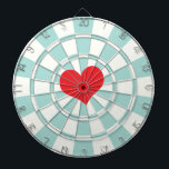 RED HEART Aqua And White Dart Board<br><div class="desc">RED HEART Aqua And White Dart Board</div>