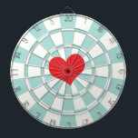 RED HEART Aqua And White Dart Board<br><div class="desc">RED HEART Aqua And White Dart Board</div>