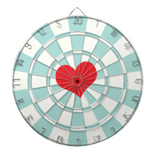 RED HEART Aqua And White Dart Board