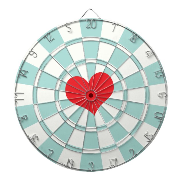 RED HEART Aqua And White Dart Board (Front)