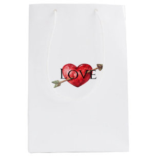 Red Heart Arrow Love Medium Gift Bag