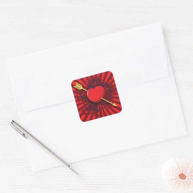 Red Heart Arrow Square Sticker (Creator Uploaded)