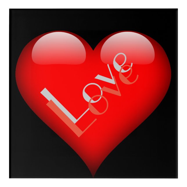 Red Heart Attractive Parisian Love Wedding Acrylic Print (Front)