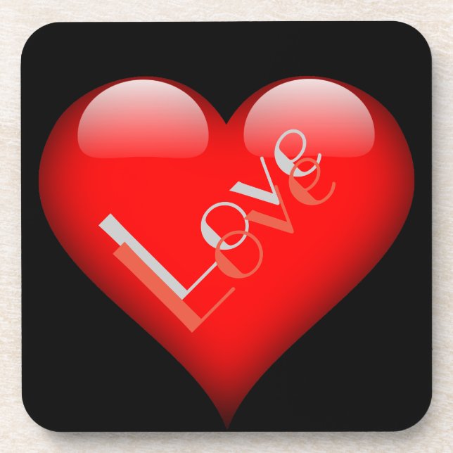 Red Heart Attractive Parisian Love Wedding Beverage Coaster (Front)