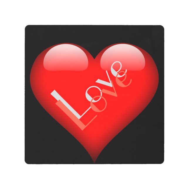 Red Heart Attractive Parisian Love Wedding Metal Print (Front)