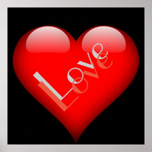 Red Heart Attractive Parisian Love Wedding Poster