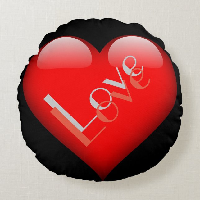 Red Heart Attractive Parisian Love Wedding Round Pillow (Front)