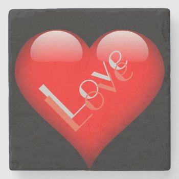 Red Heart Attractive Parisian Love Wedding Stone Coaster by hizli_art at Zazzle