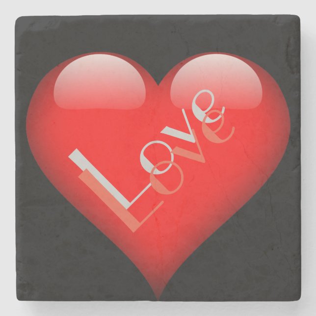 Red Heart Attractive Parisian Love Wedding Stone Coaster (Front)